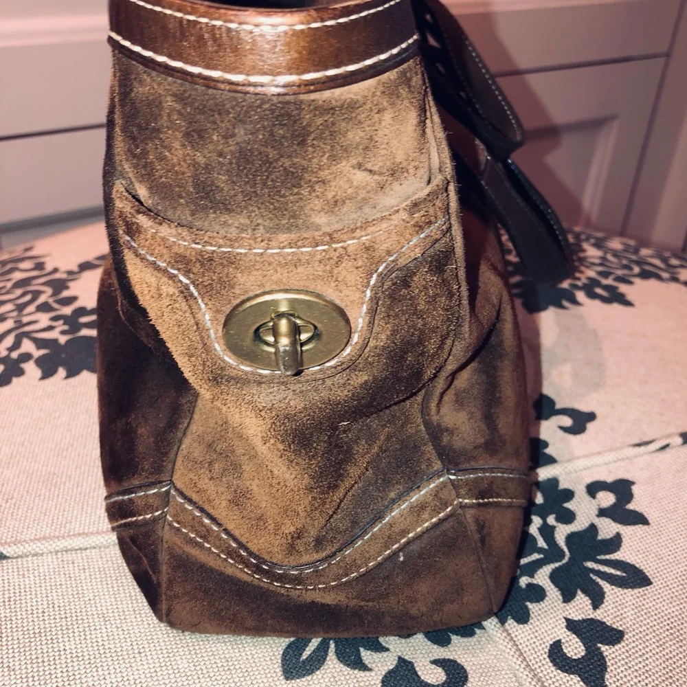 Coach Suede Brown Tote - Picture 4 of 10